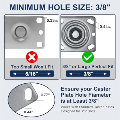 3/8"-16 x 1-1/2" Caster Mounting Hardware Kit, 16 Complete Sets, Heavy Duty Hex Bolts with Nylon Lock Nuts & Flat Washers, Fits One Complete Set of 4 Plate Casters, Galvanized Steel（1 Set） - color: Mounting Bolt Kit, size: 3/8" x 1-1/2"