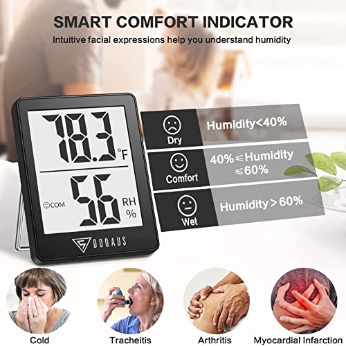 DOQAUS 2 Pack Digital Hygrometer Indoor Thermometer Humidity Meter - color: Black, size: 2 Pack