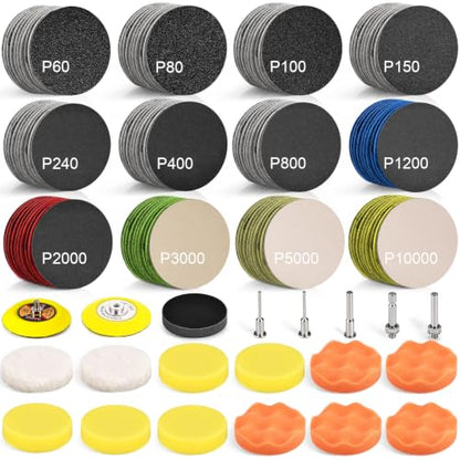 199 PCS 3 Inch Wet Dry Sanding Discs 60-10000 Grit Hook and Loop Sandpaper - style: 3 Inch Sanding Discs with Polishing Pads