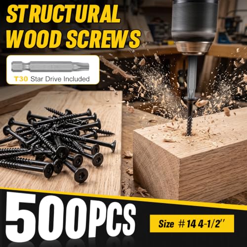 #14 x4-1/2'' Heavy-Duty Outdoor Deck Screws,Multi-Purpose Framing Screws - size: #14 x 4-1/2"
