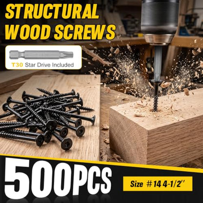 #14 x4-1/2'' Heavy-Duty Outdoor Deck Screws,Multi-Purpose Framing Screws - size: #14 x 4-1/2"