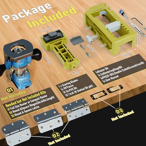 Door Hinge and Latch Installation Kit, Adjustable Mortiser Template