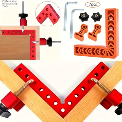 7pcs 90-Degree Precision Right Angle Clamp Set, Suitable for Woodworking, Picture Frames, Boxes, and Drawers