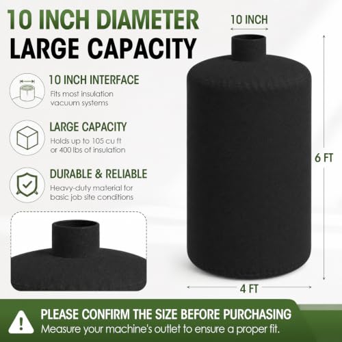 Pangda 10 Pack Insulation Removal Vacuum Bags Heavy Duty 75 Cu ft,Black - color: Black
