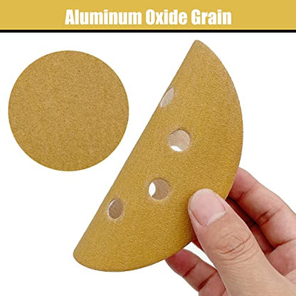 100pcs 5 Inch Sanding Discs Hook and Loop, 120 Grit 8 Holes Sandpaper Round Orbital Sander Paper for Woodworking Car Boat Metal Polishing - style: 120 grits 100pcs