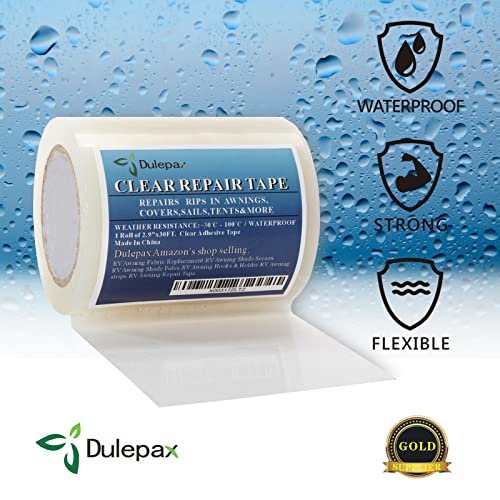 Dulepax-Tent Repair Tape,Awning Repair Tape,Boat Covers Repair,RV Covers Repair Kit,Tarp Repair,Canvas Pctch Kit,Sail Tape Etc...1 Roll of 30FT x 2.9" - size: 30 ft x 2.9"