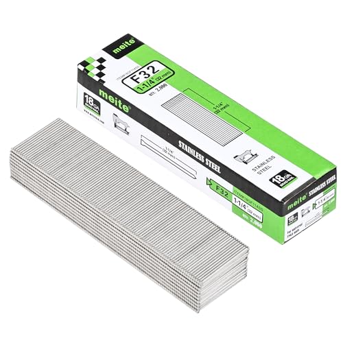 meite 18 Gauge Brad Nails, 1-1/4 Inch 18GA Brad Nails, 18G 304 Stainless Steel Small Finishing Nail Gun Nails for Pneumatic, Electric Brad Nailer Gun (5 Boxes) - size: 1-1/4", style: 5 Boxes