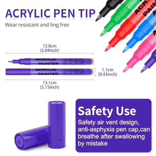 Purple Acrylic Paint Pens 6 Pcs Permanent Marker Pens Extra Fine - color: Purple