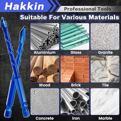 16PCS Serrated Eccentric Masonry Drill Bit Set with PH2 Bits, 1/4” to 9/16” - size: A.1/4” to 9/16”