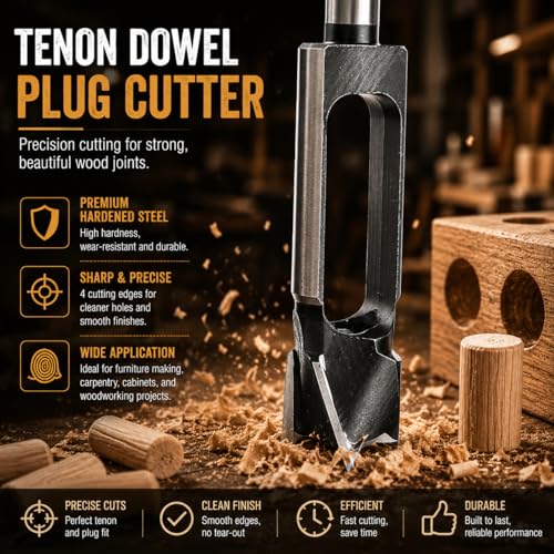 Wood Tenon Dowel Plug Cutter 2 Inch Tenon Cutter Plug Maker Woodworking Drill Bit - size: 2 in
