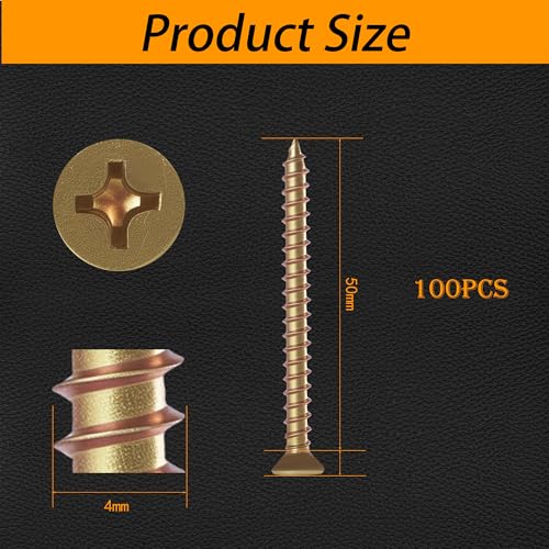 M4×50mm Phillips Countersunk Wood Screws,1022A Color Zinc - size: M4×50mm（100pcs）