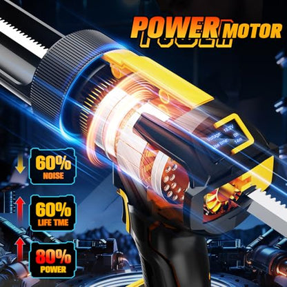 Electric Caulking Gun, Cordless Caulking Gun with 2x 2000mAh Batteries, 13Pcs Silicone Caulking Tools, 6 Adjustable Speeds, LED Light, Battery Powered Caulking Gun for Filling, Sealing