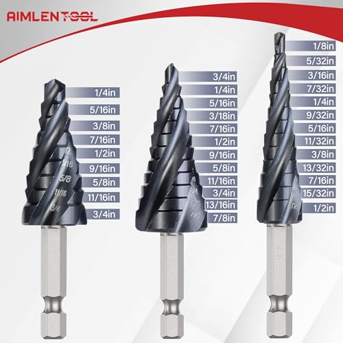 3Pcs(1/8"-7/8") M35 Four Spiral Flute Cobalt Step Drill Bit Set - size: Four Flute-3PC