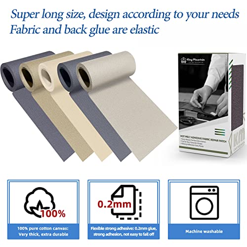 KING MOUNTAIN Canvas Iron on Patch,3"×60",Waterproof 100% Cotton Fabric Repair Patch,Used for Various Sofa,Tent,Clothes,Seats,Suitcases (Dark Grey) - color: Dark Grey, size: Canvas-3"x60"