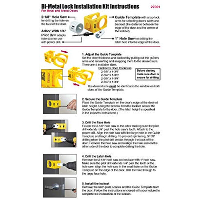 IVY Classic 27001 Bi-Metal Lock Installation Kit With Guide Template for Steel And Wood Doors, Carded