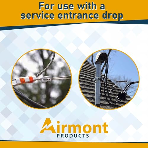 (2 Pack) Airmont Products, Aluminum Wedge Clamp, Range 2/0-4/0, Stainless Steel Ball Handle, Service Drop Cable Clamp, Tighten Sagging Cables, Aluminum Wedge and Shell, Reduce Strain on Conductors - size: Range 2/0 - 4/0