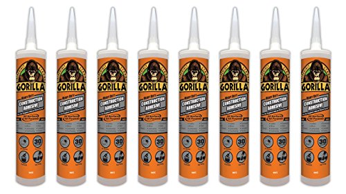 Gorilla Heavy Duty Construction Adhesive, 9 ounce Cartridge, White, (Pack of 8) - size: 8 - Pack
