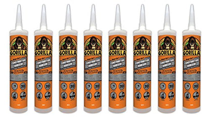 Gorilla Heavy Duty Construction Adhesive, 9 ounce Cartridge, White, (Pack of 8) - size: 8 - Pack