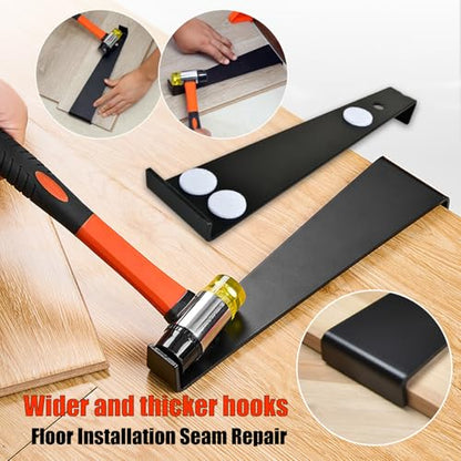Laminate Wood Flooring Installation Kit, Vinyl Flooring Tools with Spacers, Tapping Blocks, Heavy Duty Pull Bar, Reinforced Double-Faced Mallet Non-Slip Soft Grip (65pcs-Set)