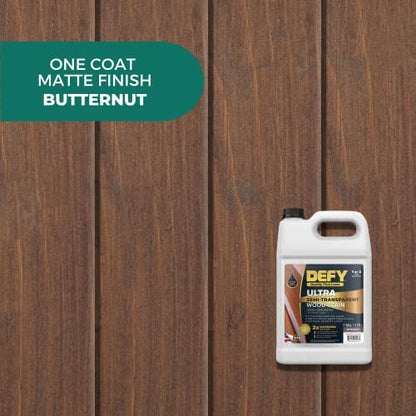 DEFY Ultra Semi-Transparent Outdoor Wood Stain and Sealer - UV & Moisture Resistant, Butternut - 1 Gallon - color: Butternut