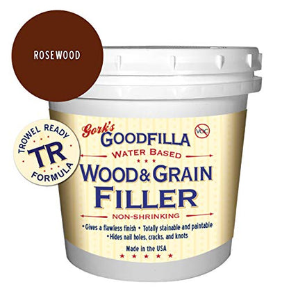 Water-Based Wood & Grain Filler (Trowel Ready) - Rosewood - 1 Quart By Goodfilla | Replace Every Filler & Putty | Repairs, Finishes & Patches | Paintable, Stainable, Sandable & Quick Drying - color: Rosewood, size: 1 Quart