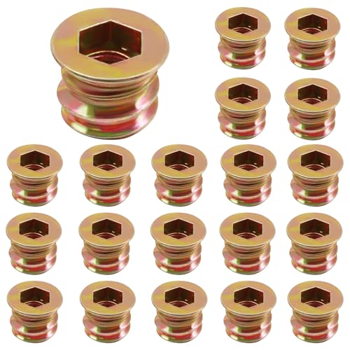 Piutouyar 20 Pcs M6x10mm Threaded Inserts Nuts for Wood - size: M6x10mm
