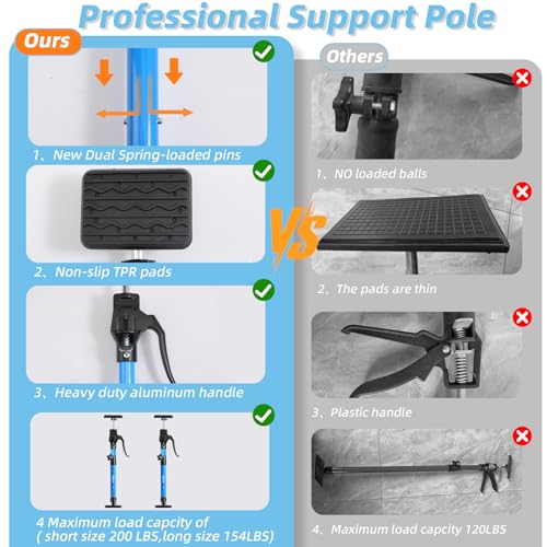 Aluminum Handle Cabinet Jack for Installing Cabinets 4PC,15.8-23.6 Inches 200LB Load Capacity Hand Support System,Premium Adjustable Cabinet Lift Jack&Support Pole,Perfect for DIY Enthusiasts - size: Short15.8-23.6INCH 4Pc