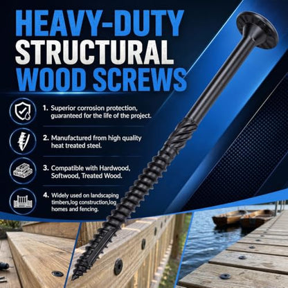 #14 x 4-1/2 Inch Structural Wood Screws 50PCS Exterior Construction Screws - size: #14*4-1/2"