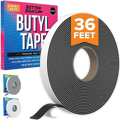 Butyl Tape for RV Roof and Boat, 36 Feet Black Putty Window Sealant Tape - color: Black