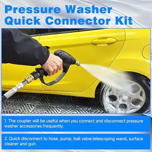 3/8 Inch NPT Pressure Washer Adapter Set, Quick Connector 12-Piece - color: Silver-gray