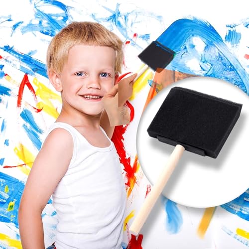 4pcs Foam Paint Brushes, Sponge Painting Tool, 3in, Black - color: Black-4pcs-3"