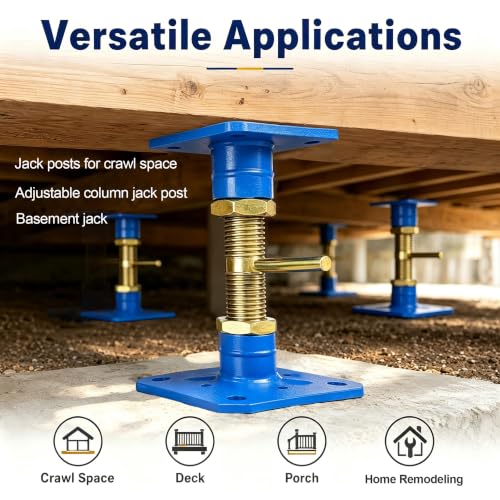 House Jacks for Leveling Permanent 6.5in Blue Carbon Steel House Floor Jack - size: 4.5-6.5 inches