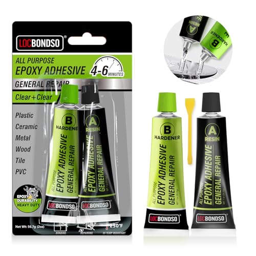 LOCBONDSO 2 Part Epoxy AB Glue, 5-7 Min Fast Curing Clear Adhesive, 2 oz