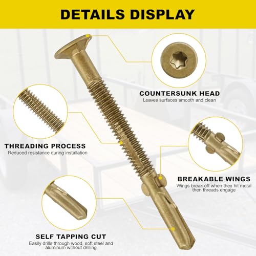 #12 x 2-1/2 Self-Tapping Trailer Deck Screws,550PcsT25 Star Bits Screws - color: Gold, size: #12 x 2-1/2in 550pcs