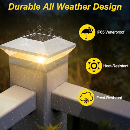 T-SUN Solar Post Cap Lights 12 Pack, 2 Modes Fence Post Solar Lights White - color: White-Warm & Cool White, size: 12 Pack