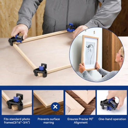 WORKPRO Corner Clamps for Woodworking, 4-Pack Adjustable Right Angle Clamps