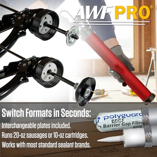 AWF PRO Sausage Caulking Gun 20 oz, 25:1 Thrust Ratio - size: 25:1 Thrust
