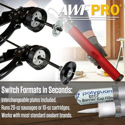 AWF PRO Sausage Caulking Gun 20 oz, 25:1 Thrust Ratio - size: 25:1 Thrust