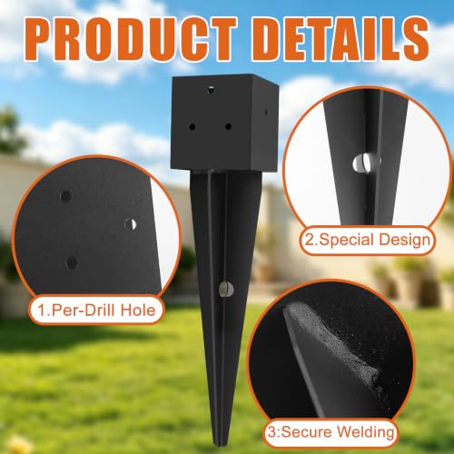 2 Pcs 4x4 Fence Post Anchor Ground Spike 16"(Actual: 3.6"x3.6")