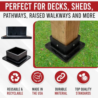 USA-Made 4x4 Post Base Bracket Anchor - Never Rust or Stain - Durable Plastic Deck Skirt Flange Cover for Wood Posts - Strong Handrail Base and Support (1 Pack)
