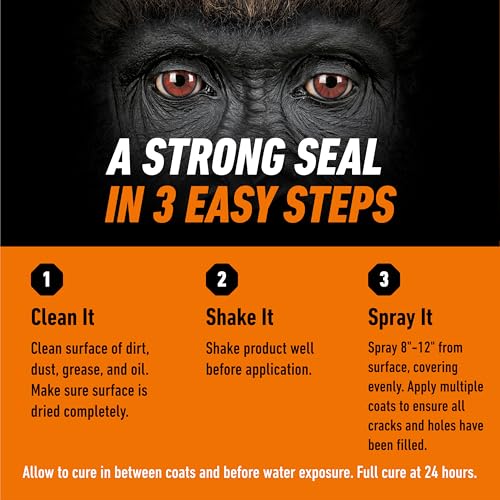 Gorilla Waterproofing Spray, Black, 16 oz, 2-Pack, Flexible Sealant - color: Black, size: 2 - Pack