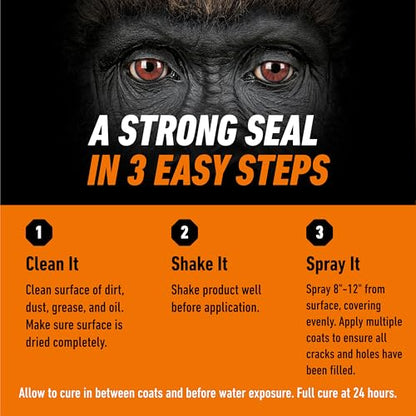Gorilla Waterproofing Spray, Black, 16 oz, 2-Pack, Flexible Sealant - color: Black, size: 2 - Pack