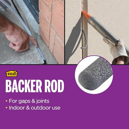 M-D Building Products - Versatile Gray Foam Backer Rod Set 1/2in x 20ft - Essential Caulk Saver for Sealing Concrete Gaps,Expansion Joints,and Crack Filling (71480),(Pack of 12) - size: 1/2" x 20' (Pack of 12)