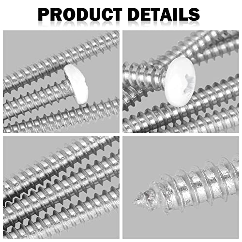 White Head 100 PCS #10x2 Stainless Steel Phillips Pan Head Wood Screws,Stainless Steel 18-8 A2(304) Screw,Home Screw Kit by QISHENG - size: #10 x 2 inch