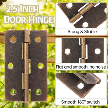 Murtenze 2.5 Inch Door Hinge, Copper, 6 Pack - color: Copper, size: 2.5 Inch - 6PCS