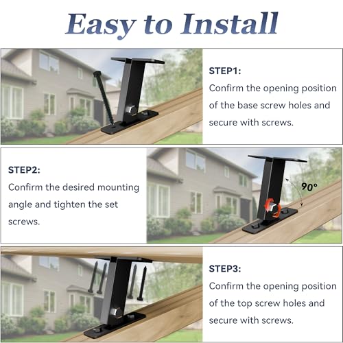 Heavy Duty Pergola Roof Riser Beam Bracket for Gazebo Roof Posts - Adjustable 90° Support, Wind & Snow Resistant, Includes Screws & Drill Bits, Black, 3 Pieces - color: T-Shaped (3pcs)