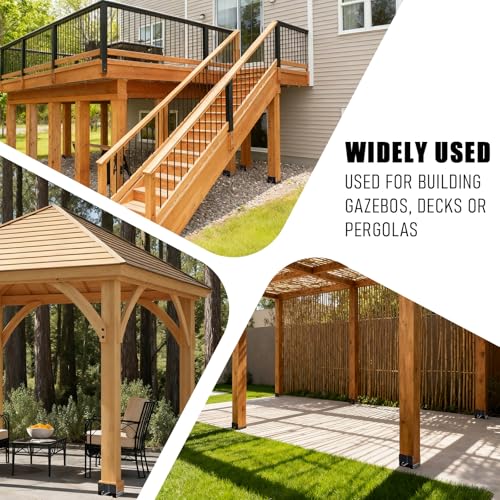 10Pcs Actual 4x4 Post Base for Concrete Pergola Fence Black