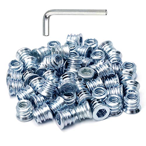 Threaded Inserts for Wood 1/4-20 x 10mm 50 Pieces - size: 1/4-20 x 10mm*50pcs