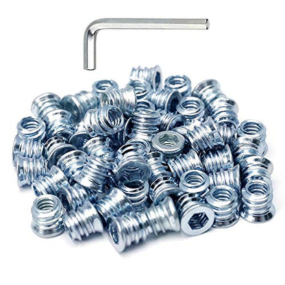 Threaded Inserts for Wood 1/4-20 x 10mm 50 Pieces - size: 1/4-20 x 10mm*50pcs