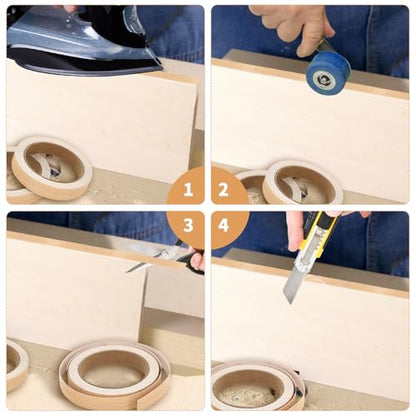 braxan Wood Veneer Edge Banding 3/4 inch x 25 ft Preglued Flexible Wood Tape for Cabinet Repair, Furniture Restoration & DIY Projects,Easy Trimmer.